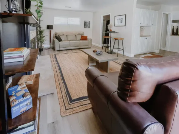 Comfortable guest bedroom at San Diego Trail Company's Airbnb ranch in Poway, CA