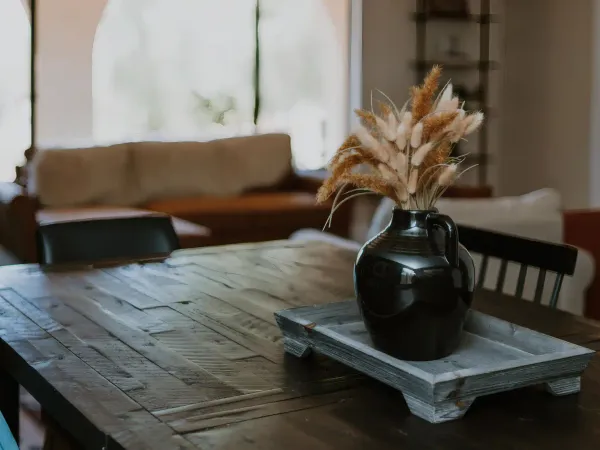 Dining area set for a ranch stay at San Diego Trail Company's Airbnb ranch in Poway, CA